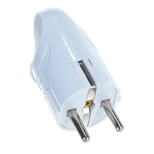 Вилка UNIVersal 16А 250В угловая с ушком белая А112