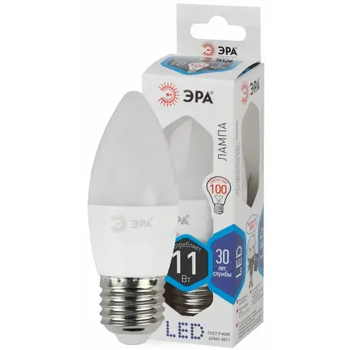 Лампа ЭРА LED STD B35-11W-840-E27 свеча нейтральный белый