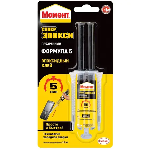 Клей Момент Эпоксид Супер Форма 5 Прозрачный 25г. 14мл.