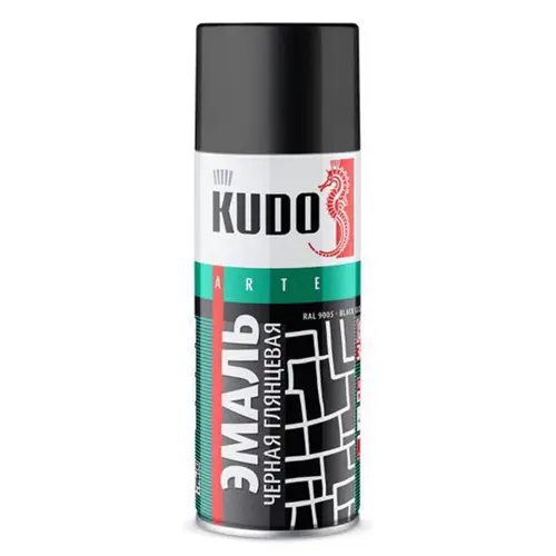 Эмаль - Аэрозоль Kudo 520мл KU-1002 Чёрная Глянецевая 54139